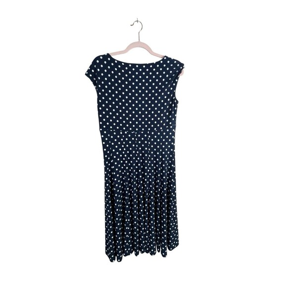 Lauren Ralph Lauren Navy and White Fit and Flare‎ polka dot Midi Dress Size 8 - Picture 2 of 10